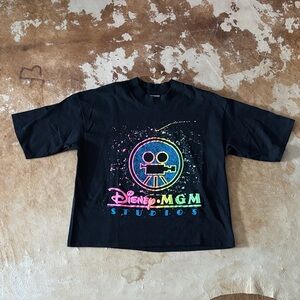 Rare Vintage Disney MGM Studios Puff Print Black T-Shirt   O/S